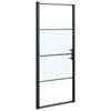 vidaXL Parete Doccia 81x195cm in Vetro Temperato Semi Smerigliato Nero