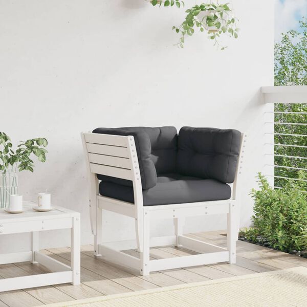 vidaXL Divano Giardino con Braccioli con Cuscini Legno Pino Bianco