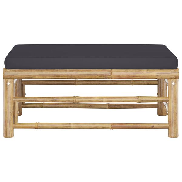 vidaXL Poggiapiedi da Giardino con Cuscini Grigio Scuro in Bambù