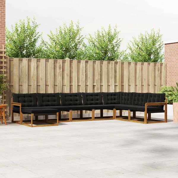 vidaXL Set di divani da esterno con cuscino 24 pcs Naturale e Nero