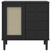 vidaXL Credenza SENJA Aspetto Rattan Nero 80x40x80 cm Massello Pino