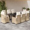 vidaXL Set da Pranzo da Giardino 9 pz con Cuscini Beige in Polyrattan