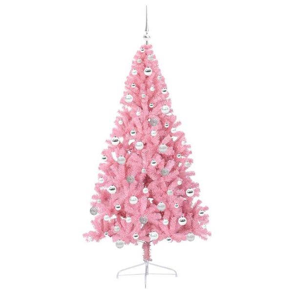 vidaXL Albero di Natale artificiale con luci integrate Rosa 180 cm PVC