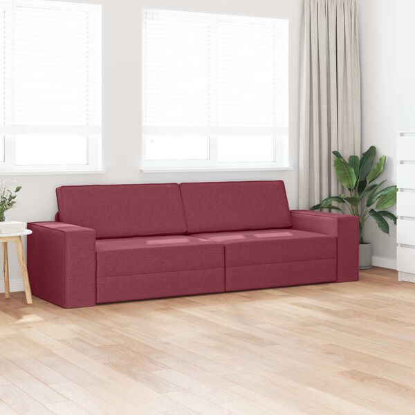 vidaXL Divano letto 200cm Rosso Vino Tessuto