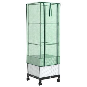 vidaXL Vaso da Giardino con Copertura per Serra e Ruote Bianco PP
