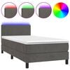 vidaXL Letto a Molle con Materasso e LED Grigio Scuro 100x200 cm