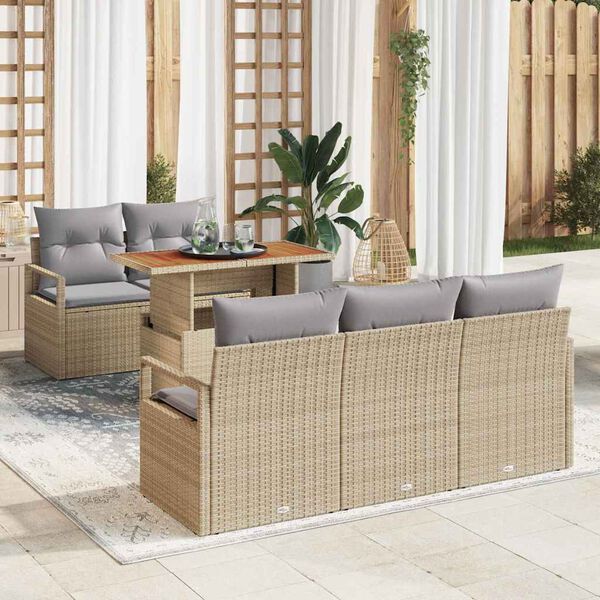 vidaXL Set Divano da Giardino con cuscino 6 pcs beige e grigio chiaro