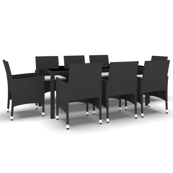 vidaXL Set da Pranzo da Giardino 9 pz in Polyrattan Nero