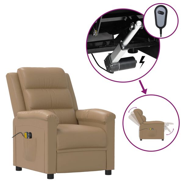 vidaXL Poltrona Massaggio Elettrica Cappuccino Similpelle