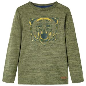 vidaXL Maglietta da Bambino Maniche Lunghe Cachi M&eacute;lange 104
