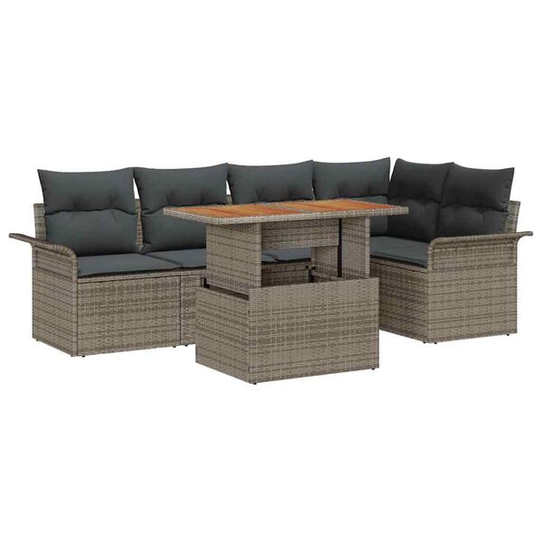 vidaXL Set Divano da Giardino con cuscino 6 pcs Grigio