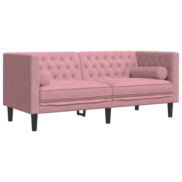 vidaXL Divano Chesterfield con Rinforzi 2 Posti Rosa in Velluto