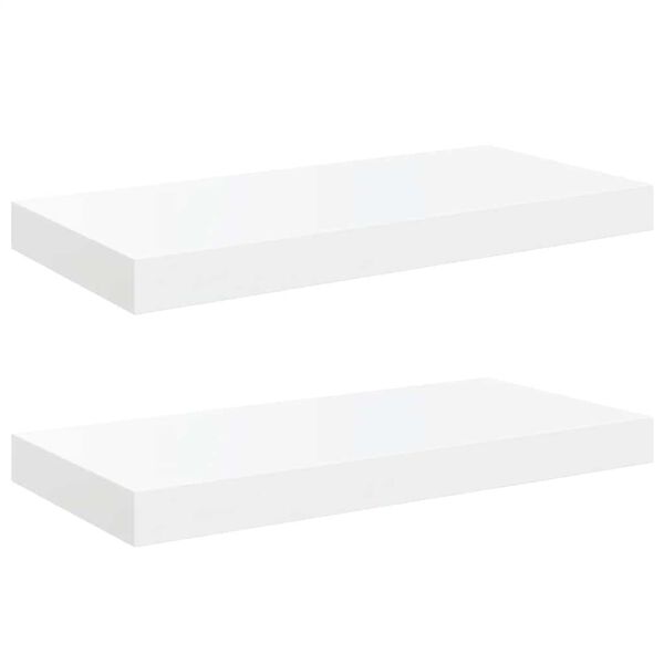 vidaXL Scaffali a Parete 2 pz Bianco Lucido 50x23x3,8 cm in MDF