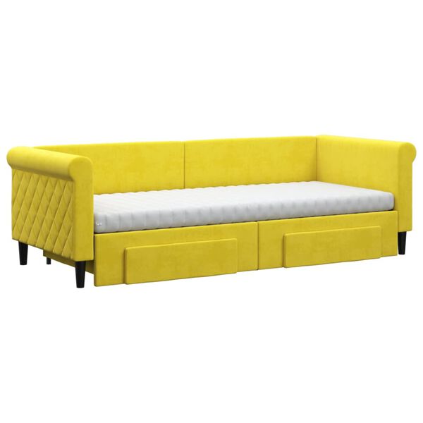 vidaXL Divano Letto Estraibile con Cassetti Giallo 80x200cm in Velluto