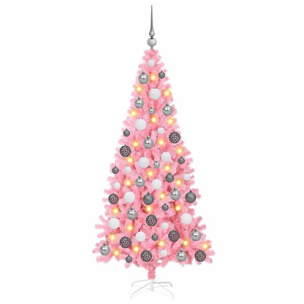 vidaXL Albero di Natale con 300 LED con supporto Rosa 180 cm PVC