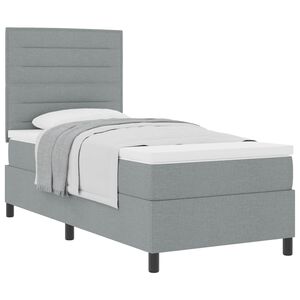 vidaXL Letto a molle con materasso Grigio chiaro 90 x 200 cm Tessuto