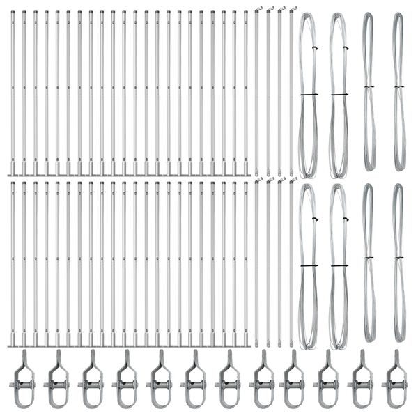 vidaXL Palo della recinzione 52 pcs Grigio 3,2 x 3,2 x 83,5 cm Acciaio