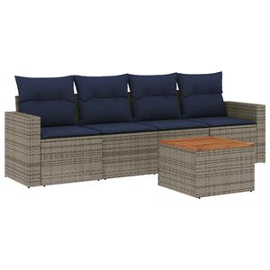 vidaXL Set Divani da Giardino 5 pz con Cuscini Grigio in Polyrattan