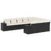 vidaXL Set Divani da Giardino 10pz con Cuscini in Polyrattan Nero