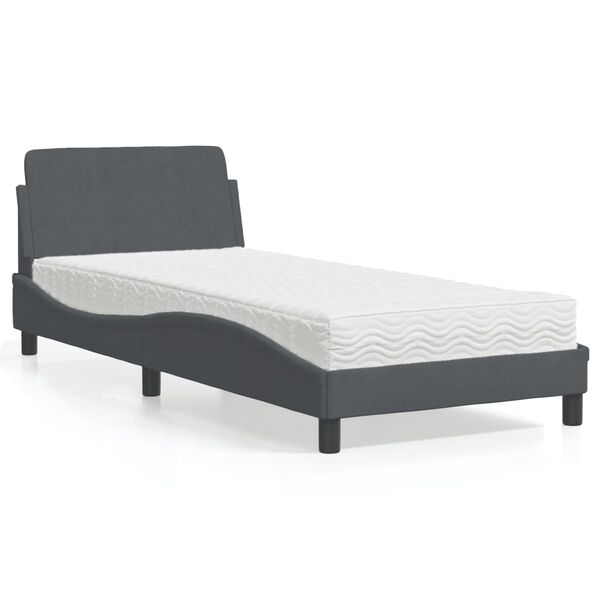 vidaXL Letto con Materasso Dover Grigio Scuro 80x200 cm in Velluto
