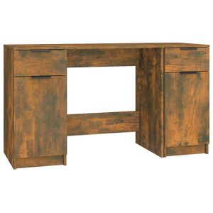vidaXL Scrivania con Mobile Laterale Rovere Fumo in Legno Multistrato
