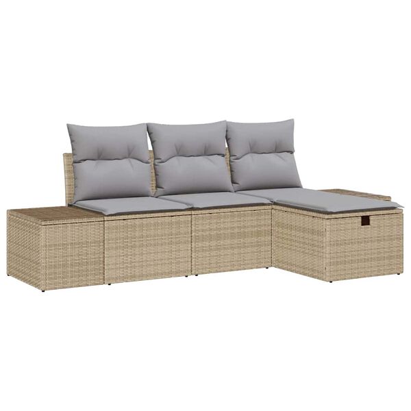 vidaXL Set di divani con cuscino 4 pcs polyrattan