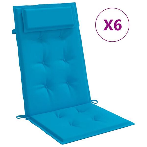 vidaXL Cuscini Sedia con Schienale Alto 6 pz Blu Chiaro Tessuto Oxford