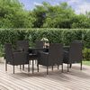 vidaXL Set da Pranzo da Giardino 7 pz Nero con Cuscini in Polyrattan
