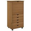 vidaXL Mobile con Ruote 53 x 39 x 103 cm Legno di Pino Massello