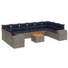 vidaXL Set Divani da Giardino 11 pz con Cuscini Grigio in Polyrattan