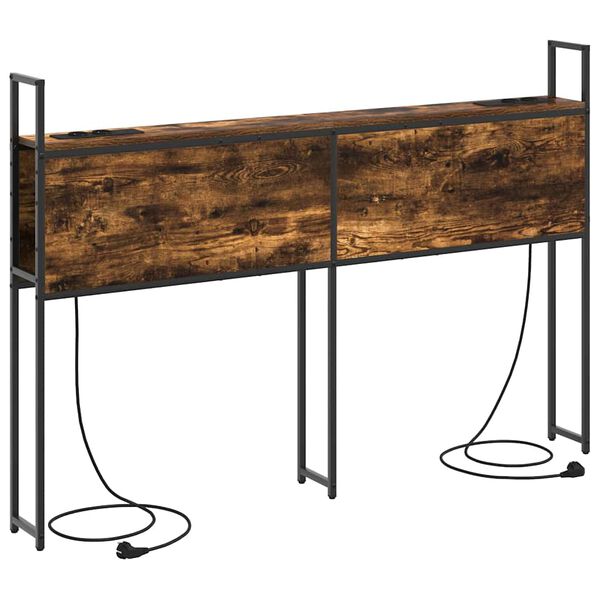 vidaXL Testiera con Stazione di Carica e Storage Rovere fumo