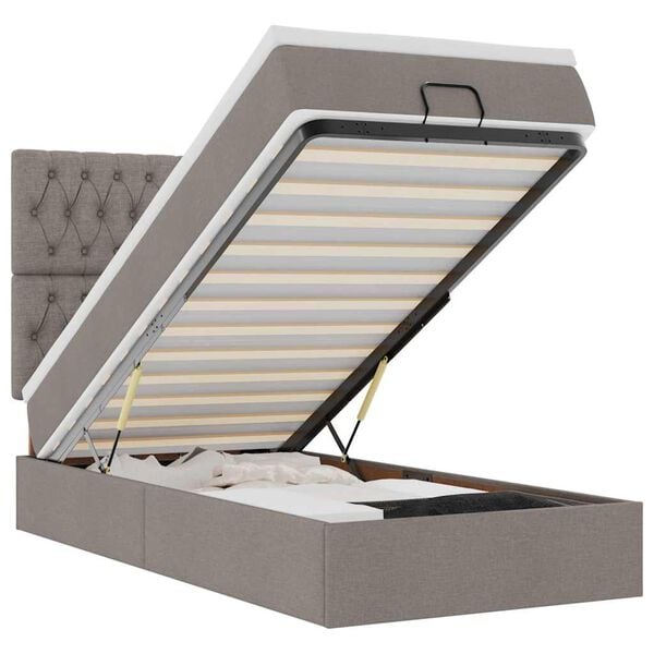 vidaXL Struttura Letto Pouf con Materasso Tortora 80x200 cm in Tessuto