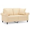 vidaXL Divano a 2 Posti con Cuscini Crema 120 cm in Tessuto