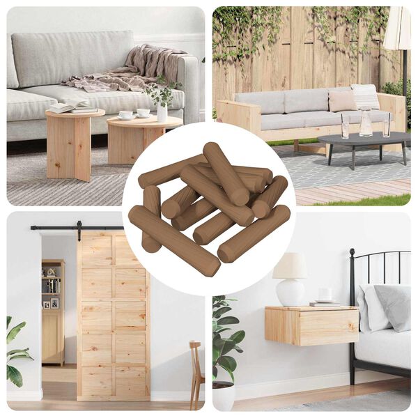 vidaXL Dowel in legno 12 pcs Marrone &Oslash;8 x 35 mm Legno massello