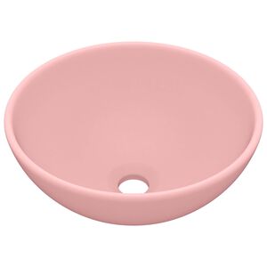 vidaXL Lavandino Lusso Rotondo Rosa Opaco 32,5x14 cm in Ceramica