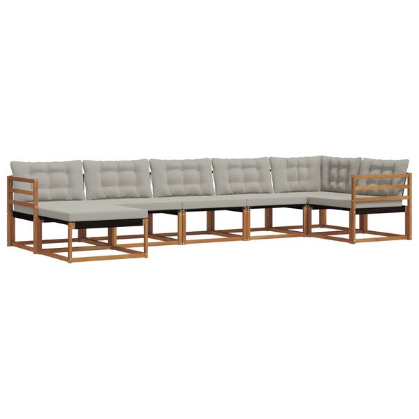 vidaXL Set di divani da esterno 7 pcs Grigio Naturale e Chiaro