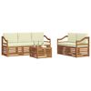 vidaXL Set divani 6 pcs Naturale e Crema Legno di Acacia Massello