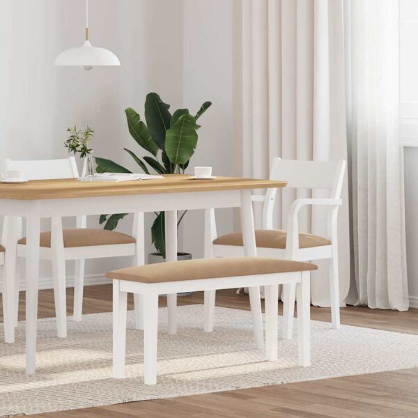 vidaXL Panca 90 cm Bianco in Legno Massello di Hevea