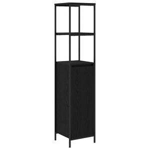 vidaXL Mobile da Bagno con Ripiani Rovere Nero 36x35x165 cm