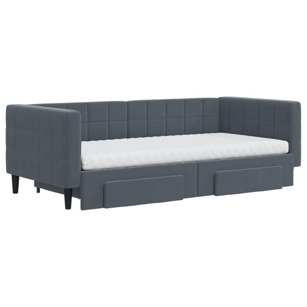 vidaXL Divano Letto Estraibile Cassetti Grigio Scuro 90x190cm Velluto