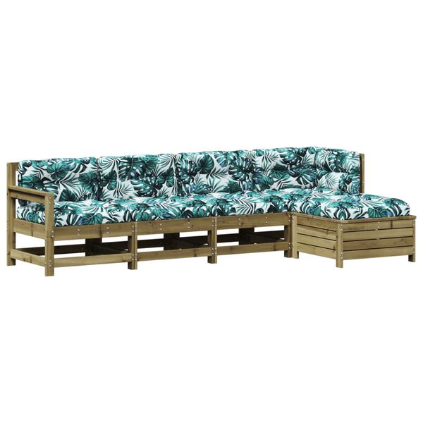 vidaXL Set Divani da Giardino 5pz con Cuscini Legno Impregnato di Pino