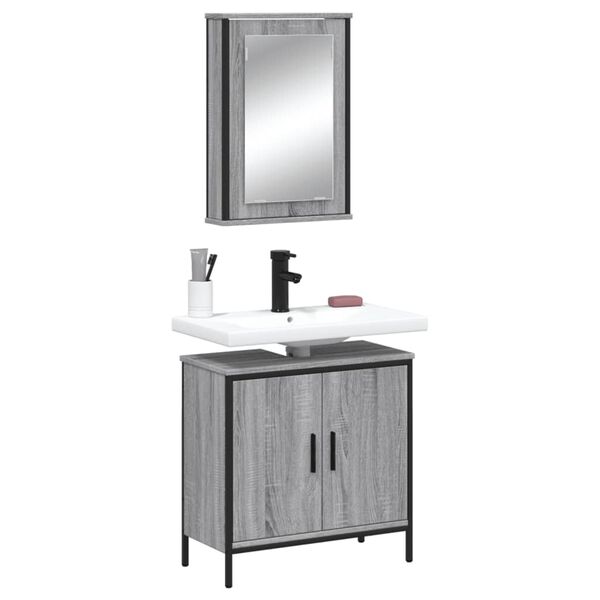 vidaXL Set Mobili da Bagno 2 pz Grigio Sonoma in Legno Multistrato