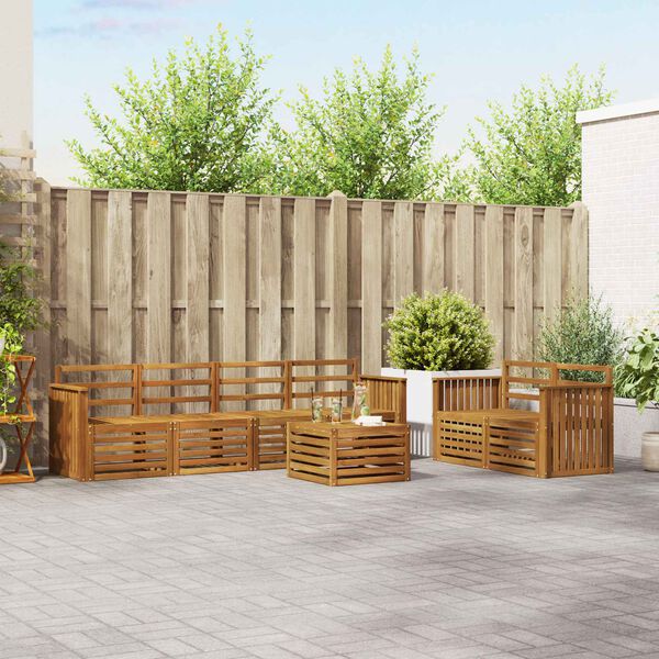 vidaXL Set divani 7 pcs Naturale Legno di Acacia Massello