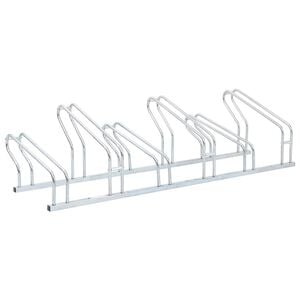 vidaXL Supporto per 6 Bici da Pavimento Autoportante Acciaio Zincato