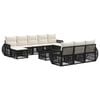 vidaXL Set Divano da Giardino 11 pz Nero e Bianco Crema polyrattan