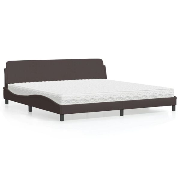 vidaXL Letto con Materasso Dover Marrone Scuro 200x200 cm in Tessuto