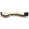 vidaXL Set Divani da Giardino 12 pz con Cuscini in Polyrattan Nero