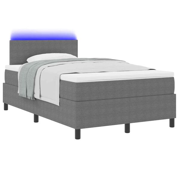 vidaXL Letto a Sorgente LED Grigio chiaro e bianco 120 x 190 cm