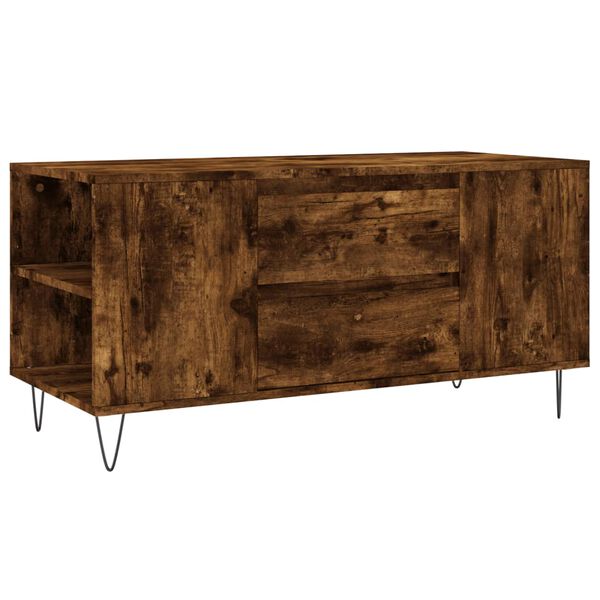 vidaXL Tavolino da Salotto Rovere Fumo 102x44,5x50cm Legno Multistrato