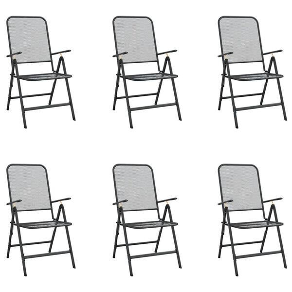 vidaXL Set da Pranzo da Giardino 7pz Antracite in Rete Metallica